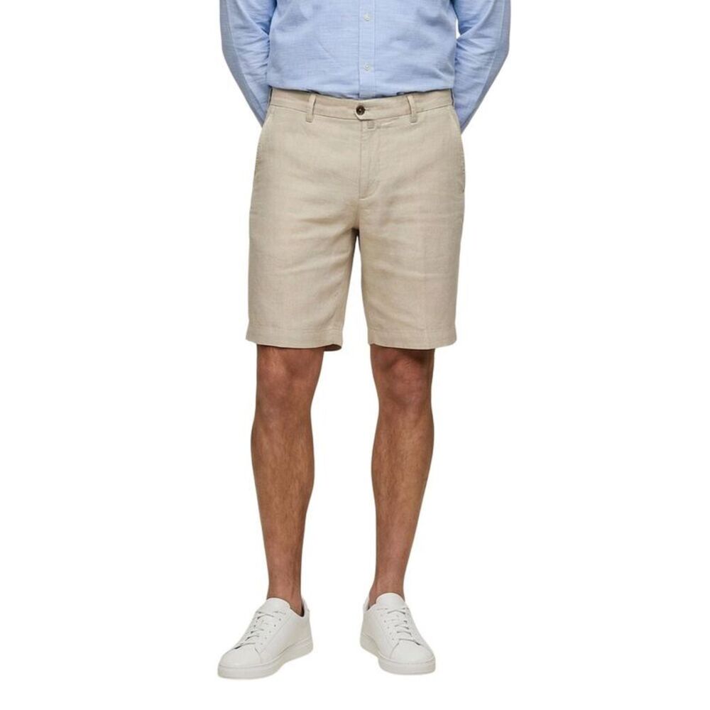 Borghese Beige Linen Bermuda Men's Shorts